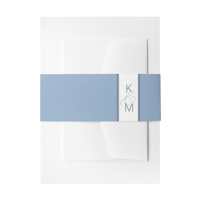 Ink Flow Wedding Blue ID762 Invitation Belly Band (Front Example)