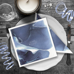 Ink Flow Wedding Blue ID762 Napkin