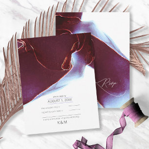 Ink Flow Wedding Burgundy ID762 RSVP Card