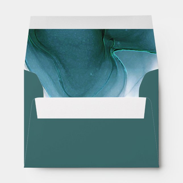 Ink Flow Wedding Dark Teal ID762 Envelope (Back (Bottom))
