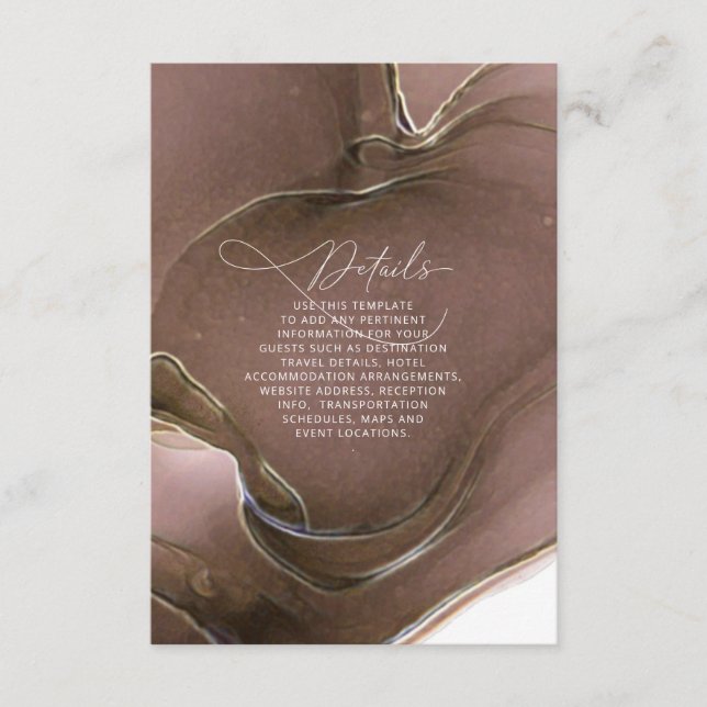 Ink Flow Wedding Details Taupe ID762 Enclosure Card (Front)