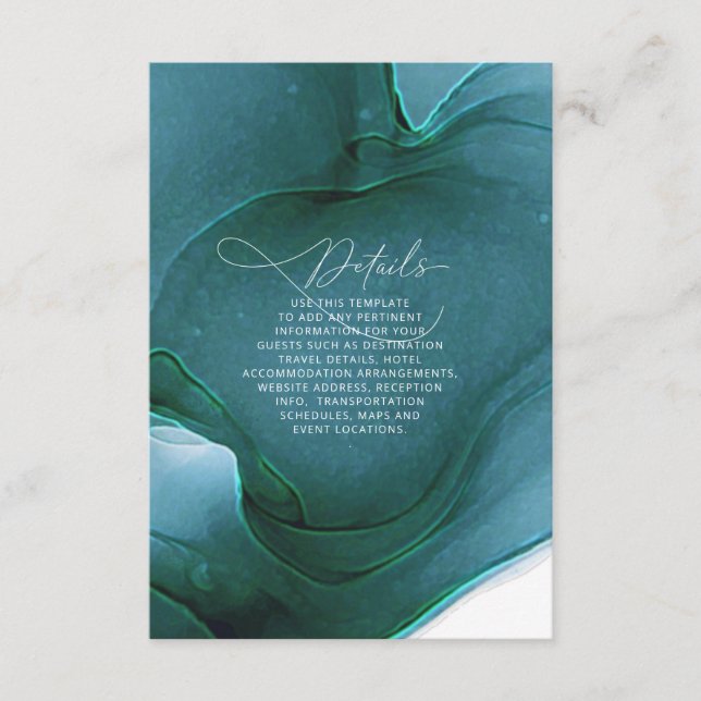 Ink Flow Wedding Details Teal ID762 Enclosure Card (Front)