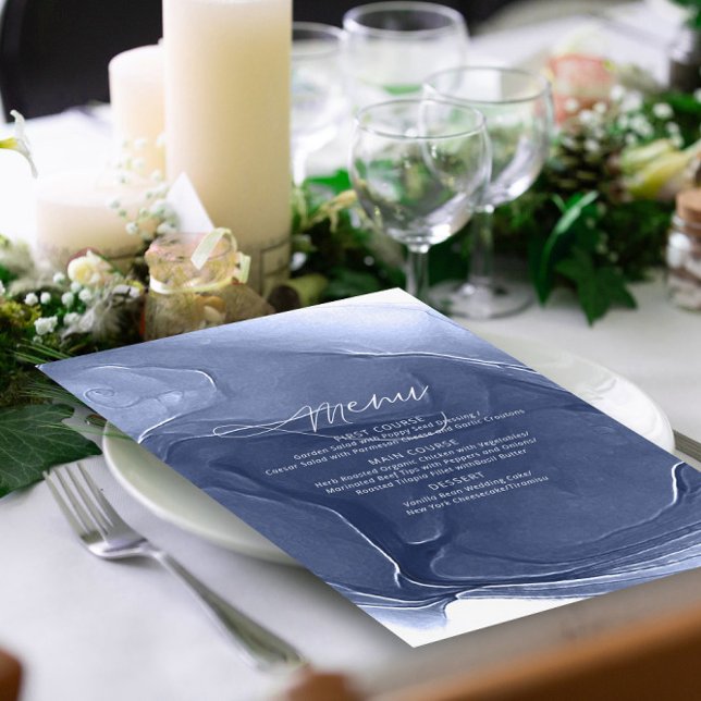 Ink Flow Wedding Menu Blue ID762 (Creator Uploaded)
