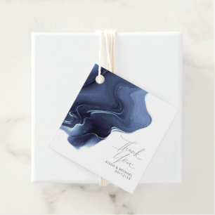 Ink Flow Wedding Thank You Blue ID762 Favour Tags