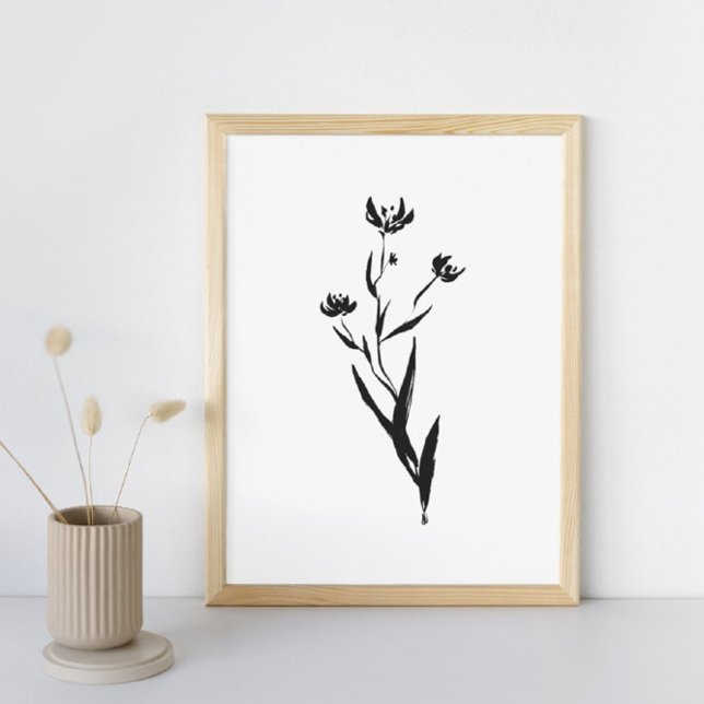 Ink Flower : A Minimalist Floral Art in Black Poster (Creator Uploaded)