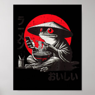 Ink Frog Ninja Cellphone Ramen Delicious Vintage Poster