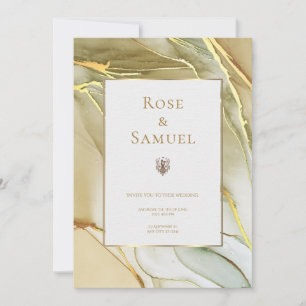 Ink Gold Aesthetic Chic Wedding Invitation