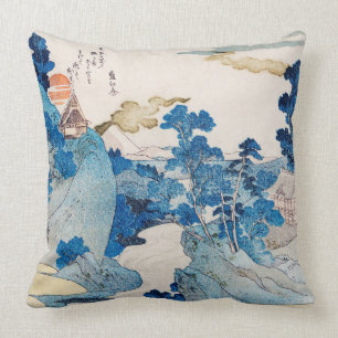 Ink Graphics Asian Garden Landscape Throw Pillow