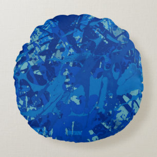 Ink hand made painting. Abstract wall art. Creativ Round Cushion