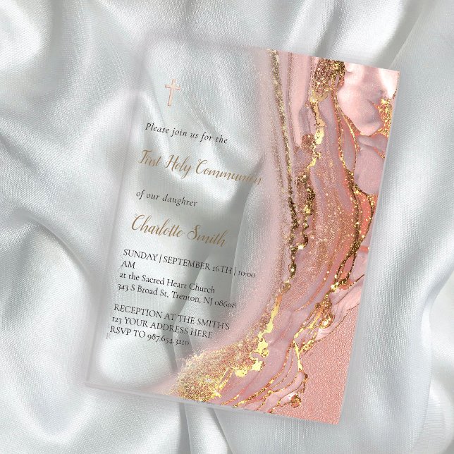ink marble | First Holy Communion Acrylic Invitations (Creator Uploaded)