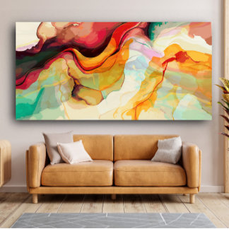 Ink marble flowing colourful shapes abstract art canvas print