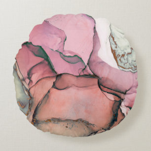 Ink, paint, abstract. Closeup of the painting. Col Round Cushion