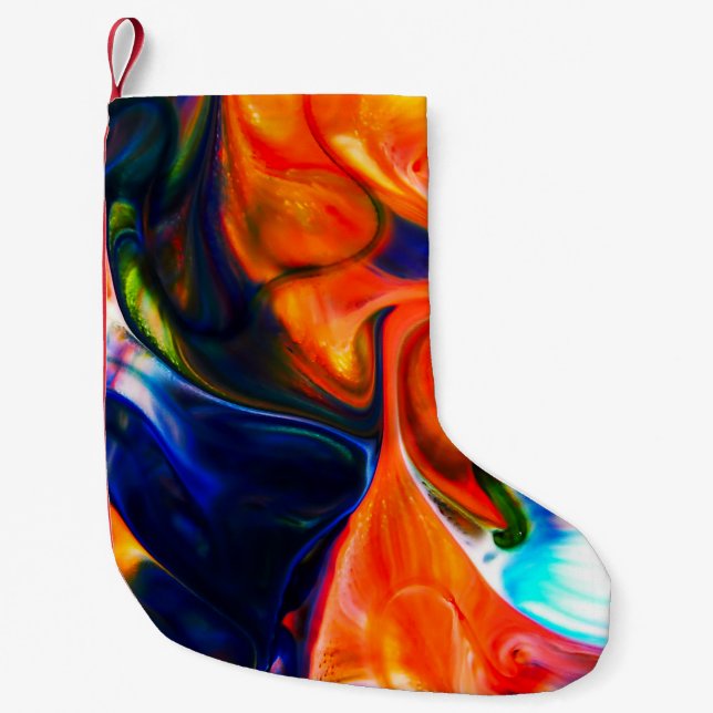 Ink Paint Explode: Colourful Abstract Small Christmas Stocking (Front)