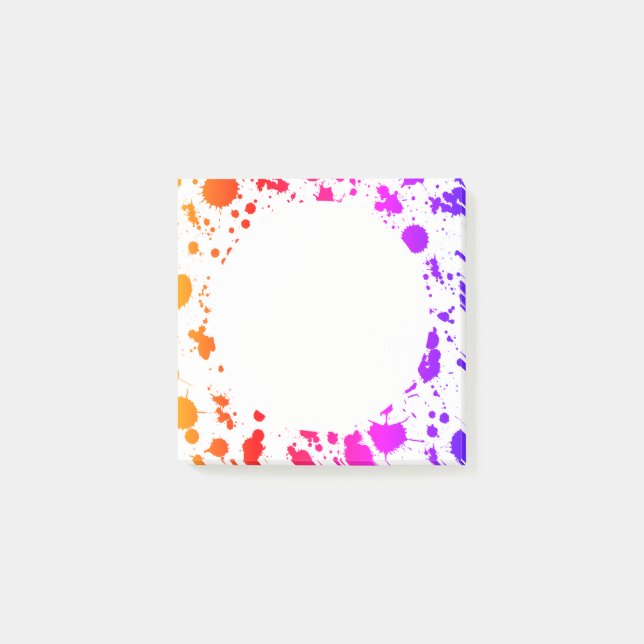 Ink Paint Splash Splatter Colourful Bright Rainbow Post-it Notes (Front)