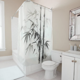 Ink Painting Bamboo Shower Curtain