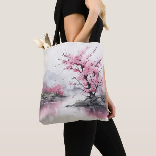 Ink Painting Blooming Tree Tote Bag