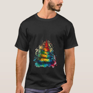 ink painting Christmas tree colourful Xmas Idea Cr T-Shirt