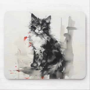 Ink Painting Kitten Nature Mouse Mat