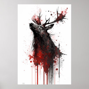 Ink Painting of An Elk Poster