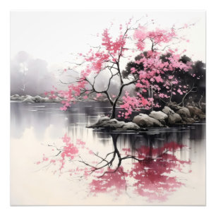 Ink Painting Spring Sakura Photo Print