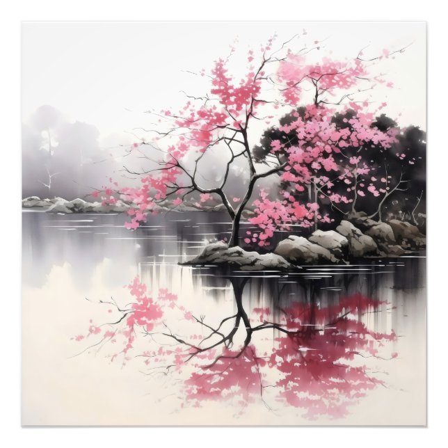 Ink Painting Spring Sakura Photo Print (Front)