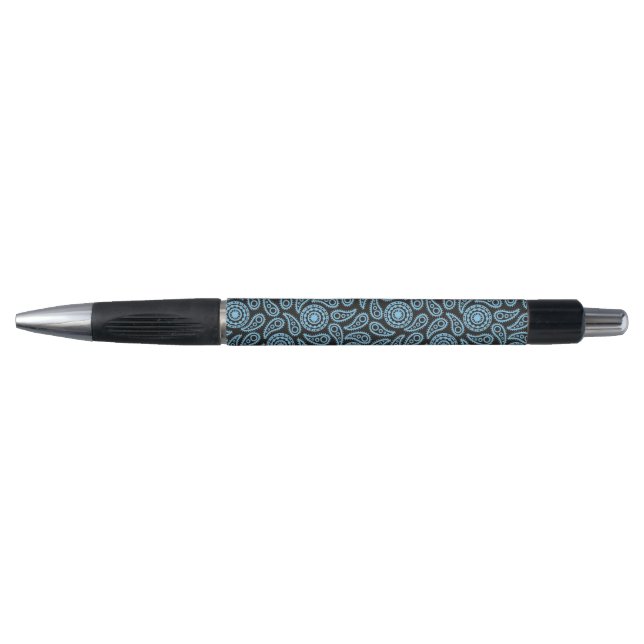 Ink Pen-Black & Blue Paisley Print (Front)