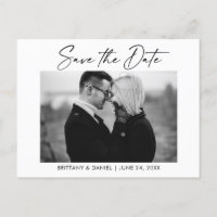 Ink Pen Calligraphy Black and White Save The Date