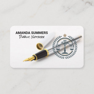 Ink Pen Writer Public Notary Legal Seal Business Card