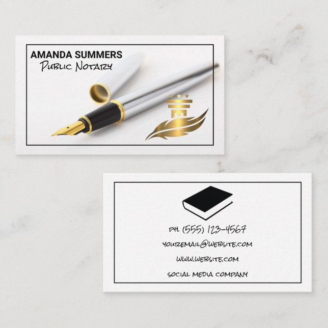 Ink Pen | Writer | Public Notary Logo Business Card (Front/Back)