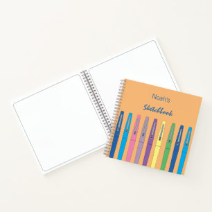 Ink Pens Doodle Kid Light Orange Sketchbook Notebook