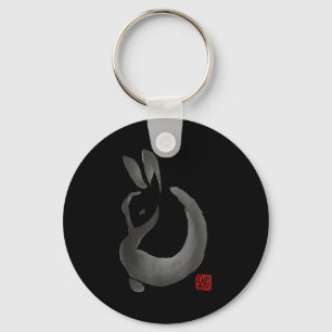 Ink rabbit minimalist ink japanese art design key ring
