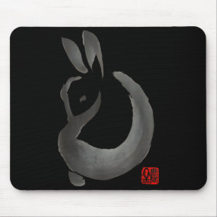 Ink rabbit minimalist ink japanese art design mouse mat