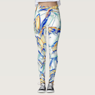 Ink ran in more than one direction? Orange, blue Leggings