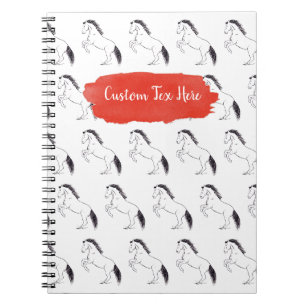 Ink Rearing Horse Drawing Red Watercolor Notebook