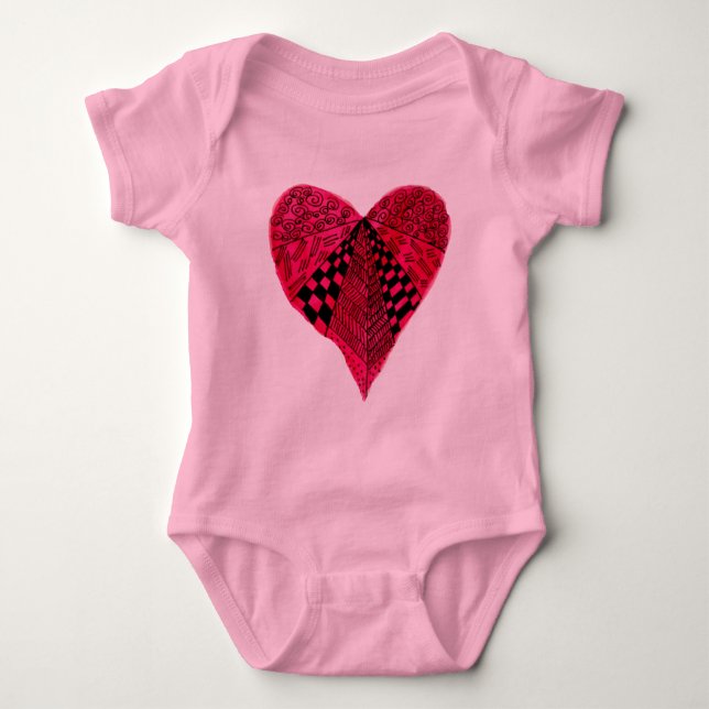 Ink Red Heart art design Baby Bodysuit (Front)