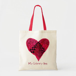 Ink Red Heart art girls cute library bag