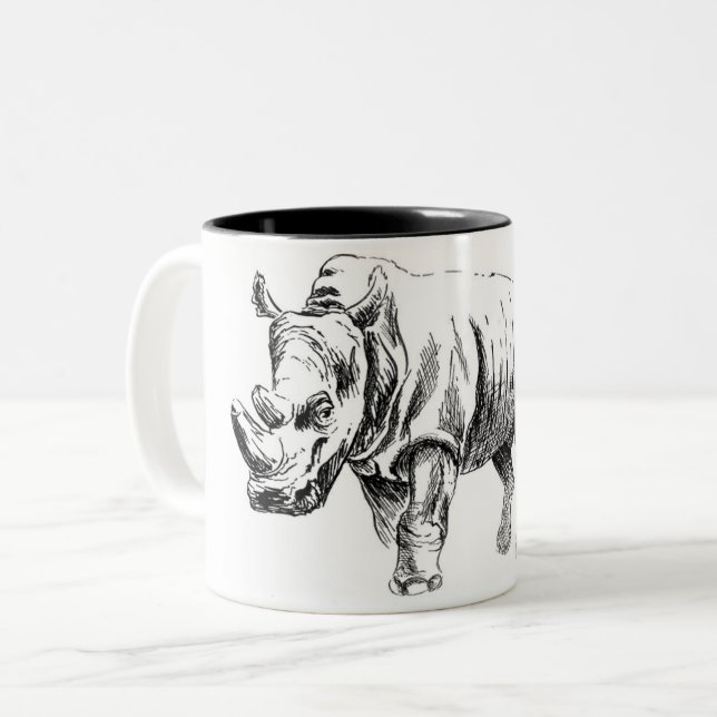 Ink rhinoceros Two-Tone coffee mug (Front Left)
