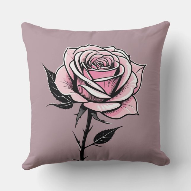 Ink Rose (vintage pink) Cushion (Back)