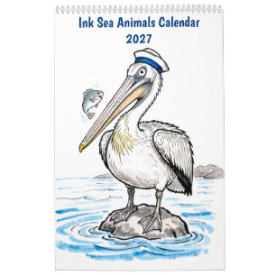Ink Sea Animals Calendar 2027 – Artistic Ocean