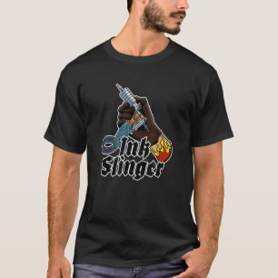 Ink Slinger Tattoo Gun Tat Artist Distressed T-Shirt