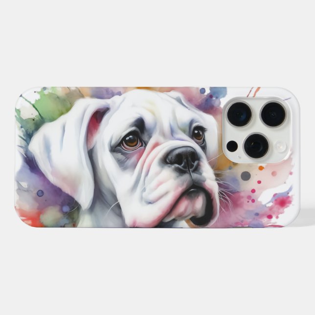 Ink Spattered Boxer Dog Joy  iPhone Case (Back Horizontal)