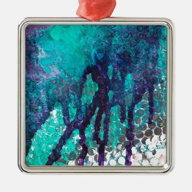 Ink Spills Metal Tree Decoration (Front)