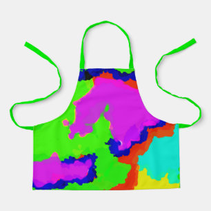 Ink Splash Colourful Abstract Painting Neon Green Apron