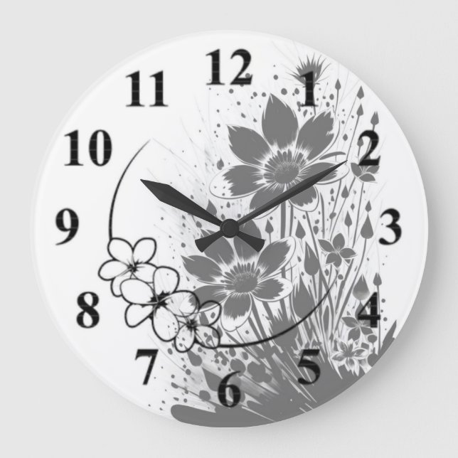 Ink-splashed Bloom Large Clock (Front)