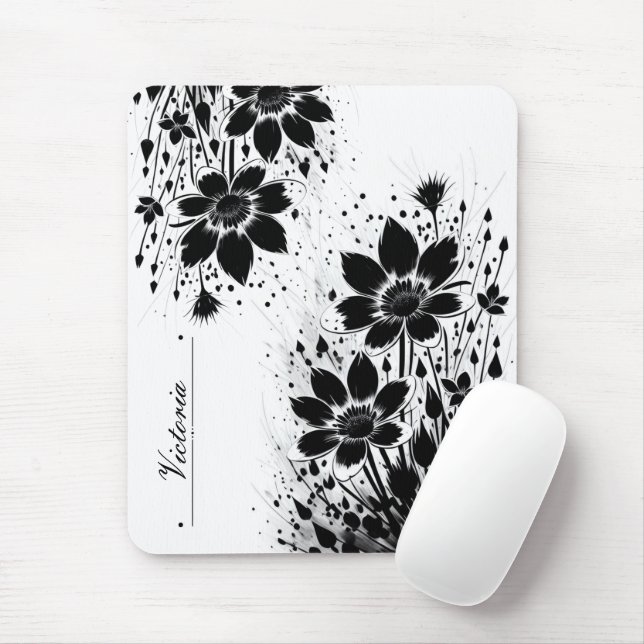 Ink-splashed Bloom Mouse Mat (With Mouse)