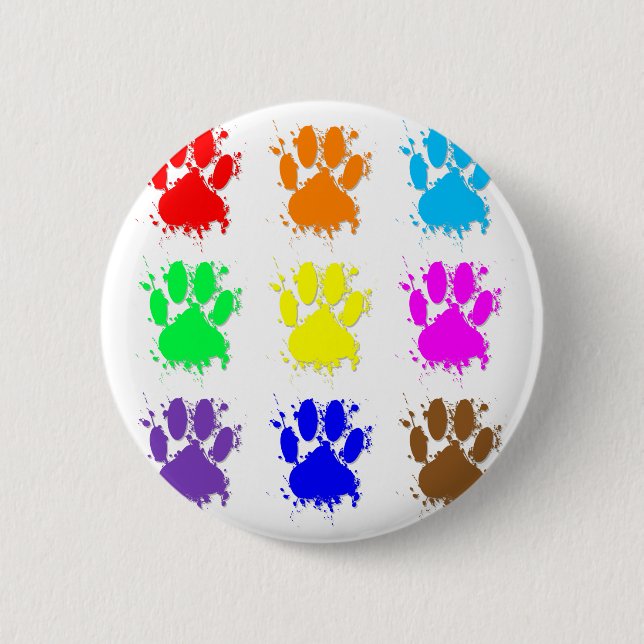 Ink Splatter Dog Paw Pattern 6 Cm Round Badge (Front)