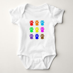 Ink Splatter Dog Paw Pattern Baby Bodysuit