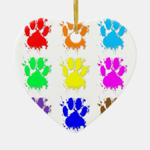 Ink Splatter Dog Paw Pattern Ceramic Tree Decoration