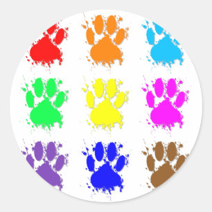 Ink Splatter Dog Paw Pattern Classic Round Sticker