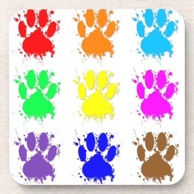 Ink Splatter Dog Paw Pattern Coaster (Front)